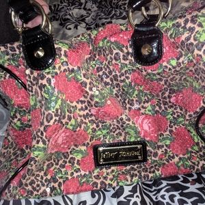 Betsey Johnson leopard print and roses sequin bag